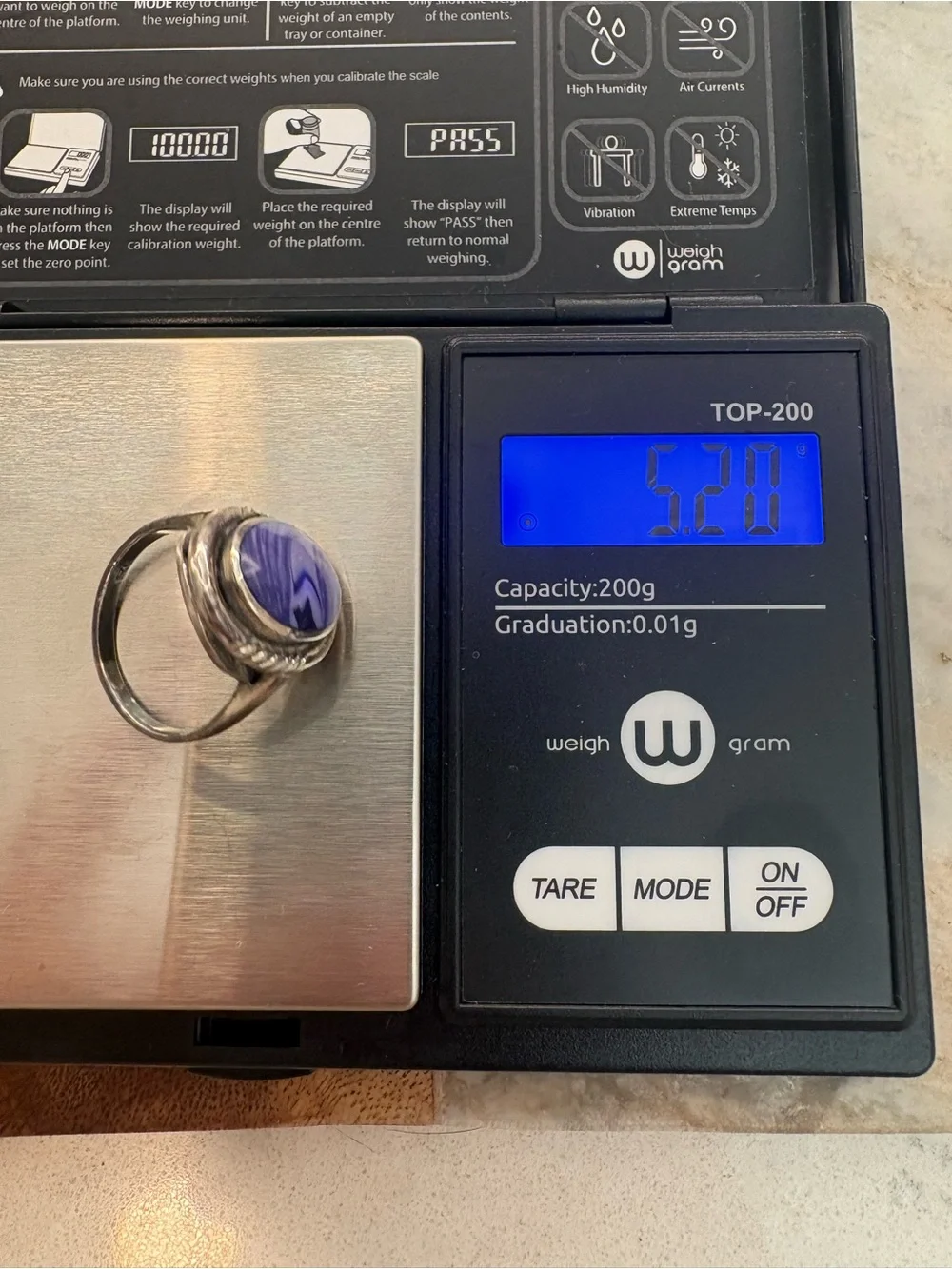 Vintage Sterling Silver Ring with Purple Stone - Size 7.5